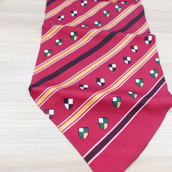 Ascot Cravat Neck Tie Mens Red Striped Classic Formal Oxford Tuxedo Party Suit - Picture 5 of 9